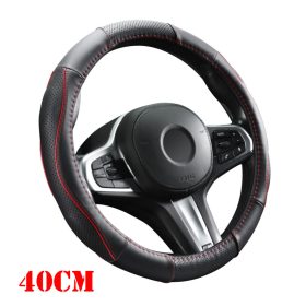   DW-5056R-40 40CM Valódi bőr kormányvédő szellőző lyukacsos  Piros betétes mintával 