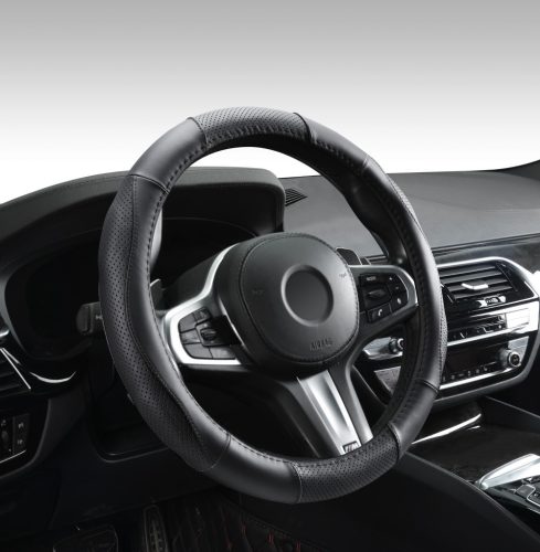 AUTOLIFE DS01PLUS / 5055BK-DS02 Valódi bőr szellőző lyukacsos  Fekete varrásos  mintával  