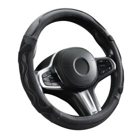   Genuine Leather Valódi bőr kormányvédő 38cm fekete-szürke DW-5002GRAY