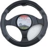 Genuine Leather Valódi bőr kormányvédő 38cm fekete-szürke DW-5002GRAY