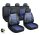 01075 11-teiliges universelles Sitzbezug-Set - 2-fach geteilt, Airbag-kompatibel - schwarz-blau 203-2BL