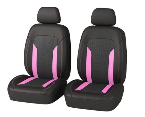 AD9341-2P 2-teiliges universelles Sitzbezug-Set 1+1 mit Airbag und Aufbewahrungstasche – Pink-Schwarz