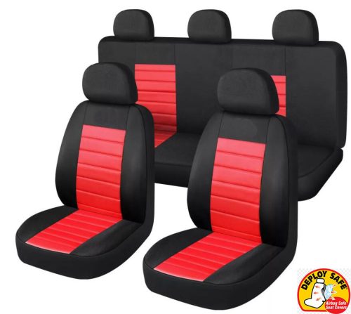 01228 9-teiliges universelles Sitzbezug-Set - 2-fach geteilt, Airbag-kompatibel - rot-schwarz 203-6BR-AZ