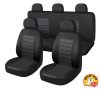 01242 9-teiliges, an 2 Stellen teilbares universelles Sitzbezug-Set mit Airbag – Schwarz-Schwarz 203-6BK-AZ