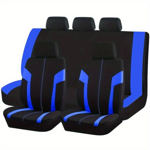 AD9472BL 9-teiliges, an 2 Stellen teilbares, universelles Sitzbezug-Set mit Airbag – Blau-Schwarz