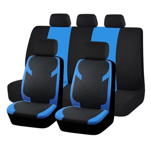 AD9549BL 9-teiliges, an 2 Stellen teilbares, universelles Sitzbezug-Set mit Airbag – Blau-Schwarz