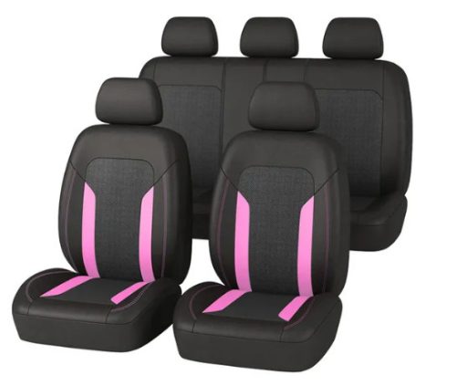 AD9341PK 9-teiliges, teilbares, universelles Sitzbezug-Set mit Airbag und Aufbewahrungstasche – Pink-Schwarz