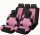 AD9521P 9-teiliges, an 2 Stellen teilbares, universelles Sitzbezug-Set mit Airbag – Pink-Schwarz