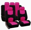 AD008PK 9-teiliges, an 2 Stellen teilbares, universelles Sitzbezug-Set mit Airbag – Pink-Schwarz