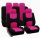 AD008PK 9-teiliges, an 2 Stellen teilbares, universelles Sitzbezug-Set mit Airbag – Pink-Schwarz