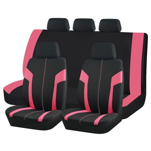 9-teiliges, an 2 Stellen teilbares, universelles Sitzbezug-Set mit Airbag – Pink-Schwarz AD9472P