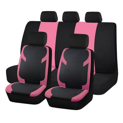 AD9549PK 9-teiliges, an 2 Stellen teilbares, universelles Sitzbezug-Set mit Airbag – Pink-Schwarz