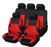 AD9521R 9-teiliges, an 2 Stellen teilbares, universelles Sitzbezug-Set mit Airbag – Rot-Schwarz