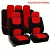9-teiliges, an 2 Stellen teilbares, universelles Sitzbezug-Set mit Airbag – Rot-Schwarz AD008R