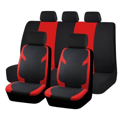 AD9549RD 9-teiliges, an 2 Stellen teilbares, universelles Sitzbezug-Set mit Airbag – Rot-Schwarz