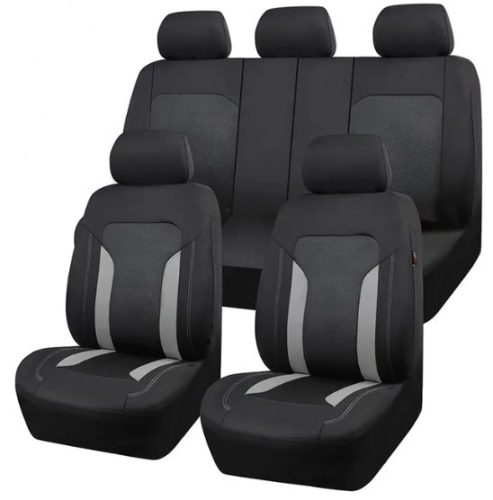 AD9341GR 9-teiliges, teilbares, universelles Sitzbezug-Set mit Airbag und Aufbewahrungstasche – Grau-Schwarz