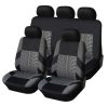 AD9521GR 9-teiliges, an 2 Stellen teilbares, universelles Sitzbezug-Set mit Airbag – Grau-Schwarz