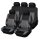 AD9521GR 9-teiliges, an 2 Stellen teilbares, universelles Sitzbezug-Set mit Airbag – Grau-Schwarz