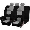 9-teiliges, an 2 Stellen teilbares, universelles Sitzbezug-Set mit Airbag – Grau-Schwarz AD008G