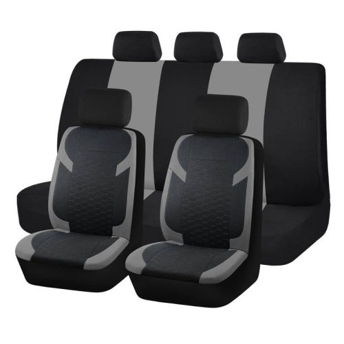 AD9549GR 9-teiliges, an 2 Stellen teilbares, universelles Sitzbezug-Set mit Airbag – Grau-Schwarz