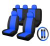 01556 11-teiliges Sitzbezug-Set – Blau-Schwarz, an 2 Stellen teilbares, universelles Sitzbezug-Set mit Airbag