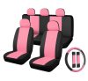 01563 11-teiliges Sitzbezug-Set – Pink-Schwarz, an 2 Stellen teilbares, universelles Sitzbezug-Set mit Airbag