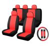01570 11-teiliges Sitzbezug-Set – Rot-Schwarz, an 2 Stellen teilbares, universelles Sitzbezug-Set mit Airbag