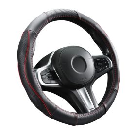   DW-5056R Valódi bőr kormányvédő szellőző lyukacsos  Piros betétes mintával 