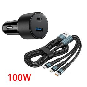   13023 02ACSET Schnellladegerät USB/USB-C + 3-in-1 Ladegerät mit verschiedenen Steckern - 5A 100W 12-24V