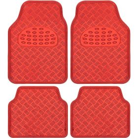   Alumíniumhatású univerzális gumiszőnyeg autóba  4 db-os - Piros A16711-2R
