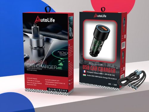 13030 07ACSET Schnellladegerät USB/USB-C + 3-in-1 Ladegerät mit verschiedenen Steckern - 5A 20W 12-24V