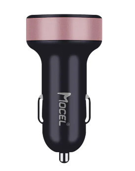 Autós töltő + voltmérő ECO csomagolás - 2USB - Quick Charge 3.0 - 12-24V - Rose Gold szín