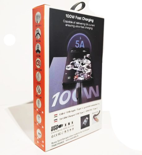 12101 5A 100W Schnellladedatenkabel USB - TYPE-C - 1 Meter 121BK-C