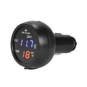   13207 USB-Autoladegerät mit Voltmeter und LCD-Digitalthermometer, Zigarettenanzünder-Anschluss 12/24V