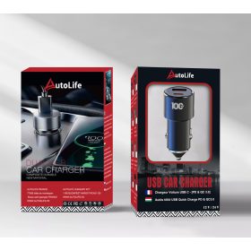  02AC Autós Gyorstöltő 100W – USB & USB-C 12/24V