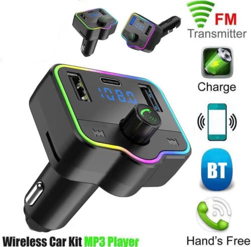 FM/Bluetooth transmitter - 2USB+TYPE-C+voltmérő - M40 - 12/24V