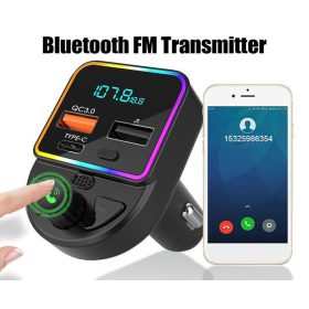   FM/Bluetooth transmitter - QC3.0USB+TYPE-C+voltmérő - P12 - 12/24V