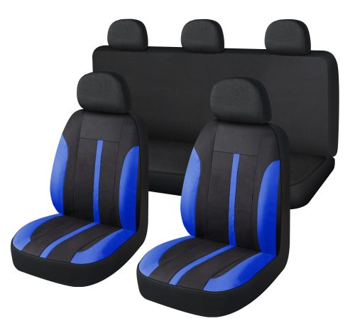 9-teiliges universelles Sitzbezug-Set – Blau-Schwarz