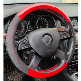 Műbőr kormányvédő 38cm fekete-piros 203-9