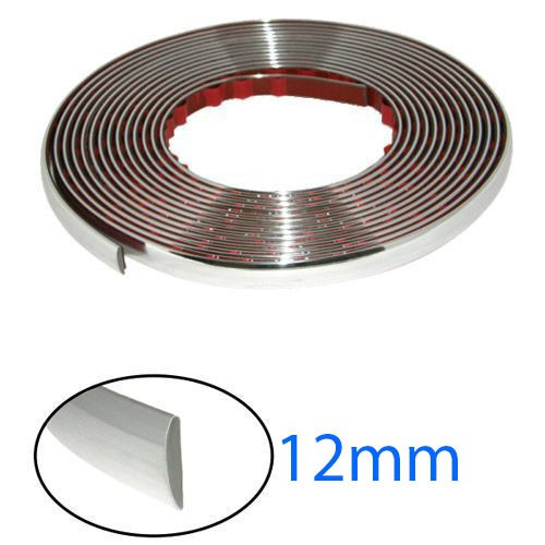 Dekorativer Chrom-Zierstreifen, 15 Meter lang, 12 mm breit