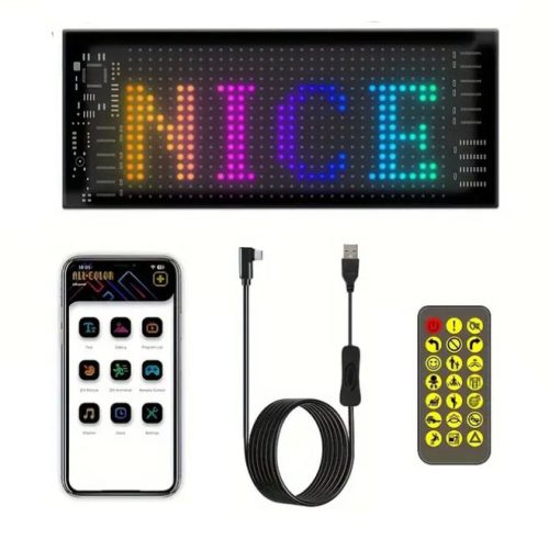 Matrix Pixel LED panel, Bluetooth vezérlés, Alkalmazással programozható, 16x32 LED, 7x17cm, vízálló