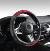 CARBON DESIGN Echtleder Lenkradschutz 38cm schwarz-rot DW-5408R
