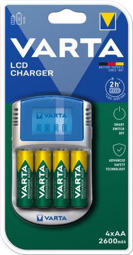 Elem akkumulátor töltõ - LCD + AA 2600mAh x4 + 12 V adapter + USB kábel