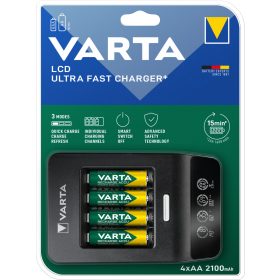   VARTA "Ultra Fast" 15 perces gyorstöltõ + 4db AA 2100 mAh akkumulátor