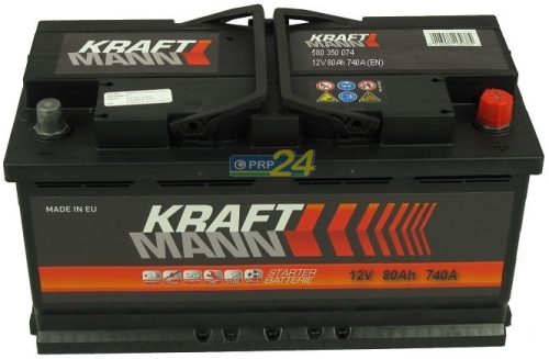 Kraftmann - 12v 80ah - autó akkumulátor - jobb+ *alacsony