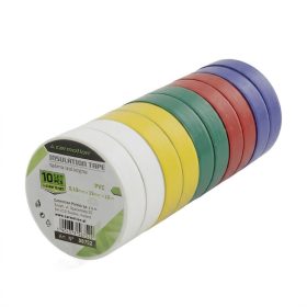PVC szigetelőszalag 0,13 mm x 15 mm x 10 m, 5 szín, 10 db.