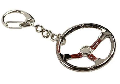 80070 W16362-9 Sportlenkrad-Schlüsselanhänger aus Metall - Schwarz