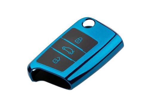 Autoschlüsselhülle für VW SEAT SKODA blau chrom