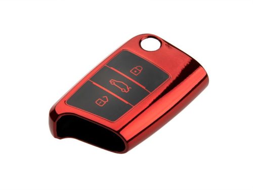 Autoschlüsselhülle für VW SEAT SKODA rot chrom