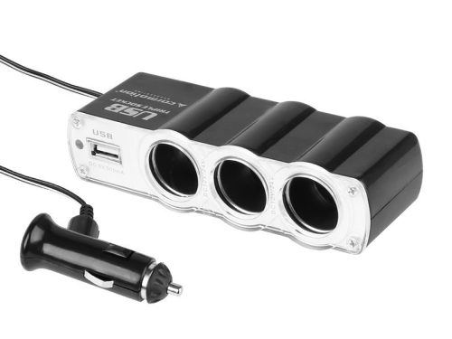 3-fach Zigarettenanzünder-Verteiler + 1USB 12/24V